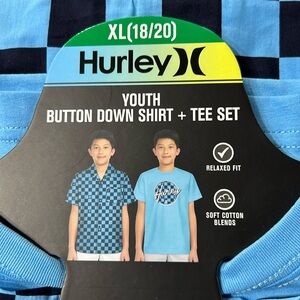 Hurley Youth Button Down Shirt & Tee Set Size XL NWT